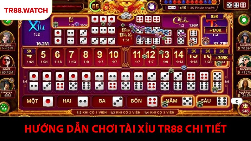 Hướng dẫn chơi Tài Xỉu TR88 bao gồm các bước cơ bản